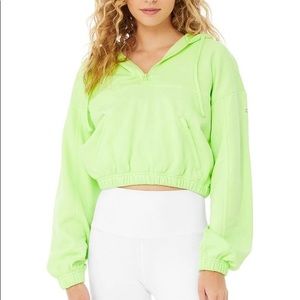 NWT Alo Yoga Lime Green Stadium Half Zip Hoodie